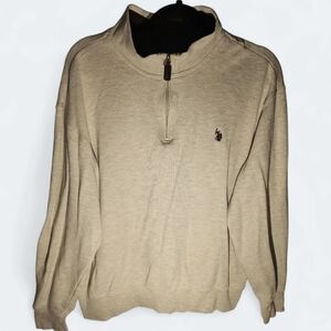 U.S. POLO ASSN. | Preppy Light Acadamia Men's Cream Zip-Up‎ Ivory Sweater | XXL